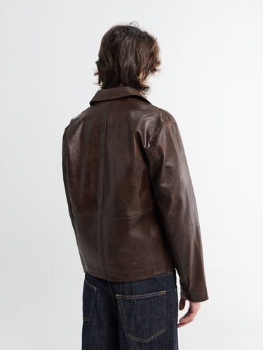 Sunflower - Short Leather Jacket in Brown