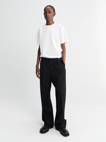 Wide Pleated Trousers in Black