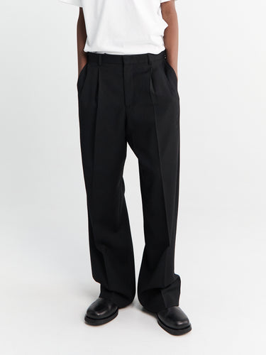 Wide Pleated Trousers in Black