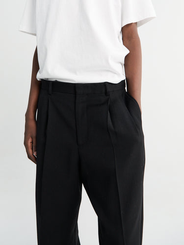 Wide Pleated Trousers in Black