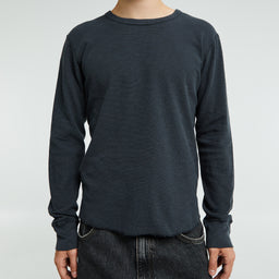 Sunflower - Waffle Long Sleeve T-Shirt in Washed Black