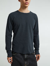 Sunflower - Waffle Long Sleeve T-Shirt in Washed Black