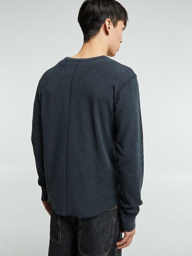 Sunflower - Waffle Long Sleeve T-Shirt in Washed Black