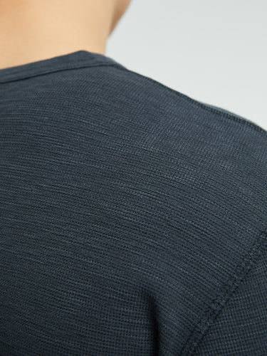 Sunflower - Waffle Long Sleeve T-Shirt in Washed Black