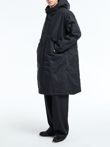 Sunflower - Waxed Parka Coat in Black