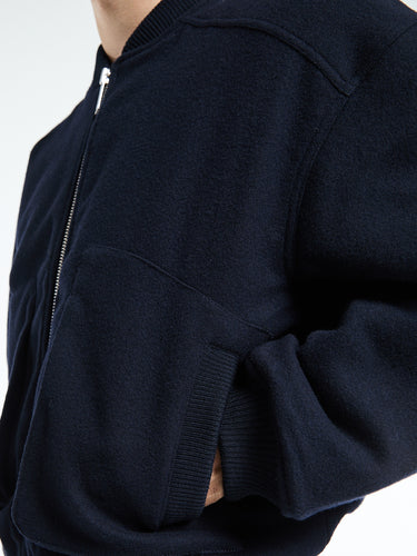 Sunflower - Wool Bomber Jacket in Navy