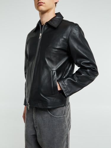 Sunflower - Short Leather Jacket in Black