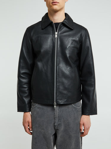 Sunflower - Short Leather Jacket in Black