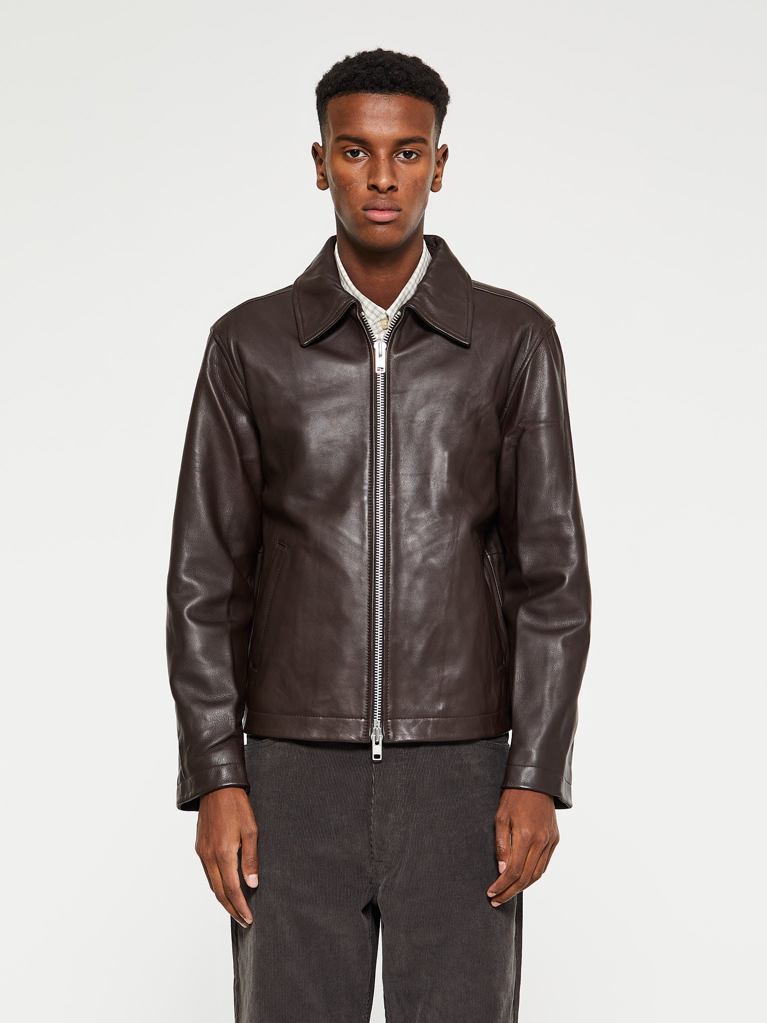 Sunflower - Short Leather Jacket in Brown