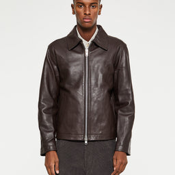 Sunflower - Short Leather Jacket in Brown