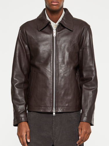 Sunflower - Short Leather Jacket in Brown