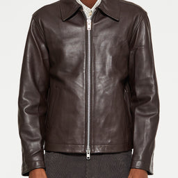 Sunflower - Short Leather Jacket in Brown