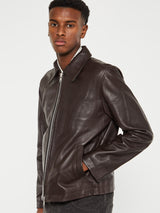 Sunflower - Short Leather Jacket in Brown