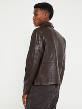 Sunflower - Short Leather Jacket in Brown