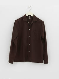 Tekla - Poplin Pyjamas Shirt in Coffee