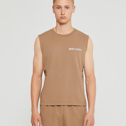 Sporty & Rich - Made in USA Muscle T-Shirt in Espresso and White