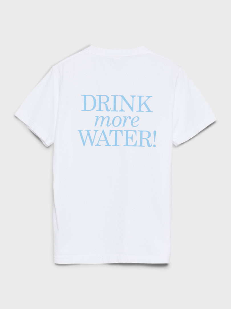 New Drink Water T-Shirt in White and Atlantic