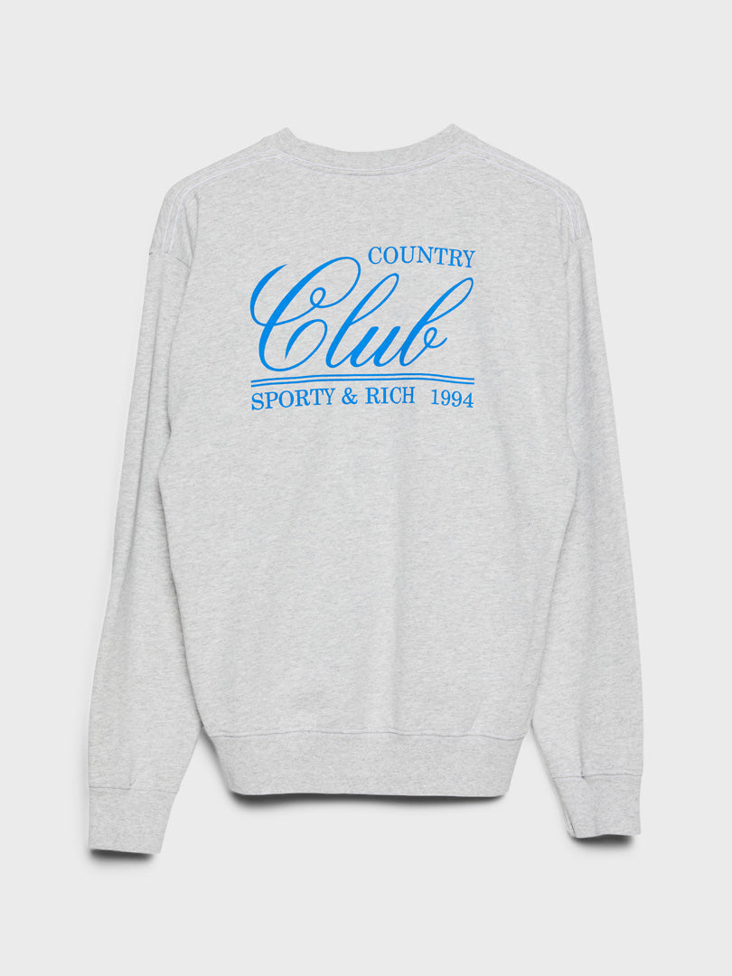94 Country Club Crewneck in Heather Gray and Royal Blue