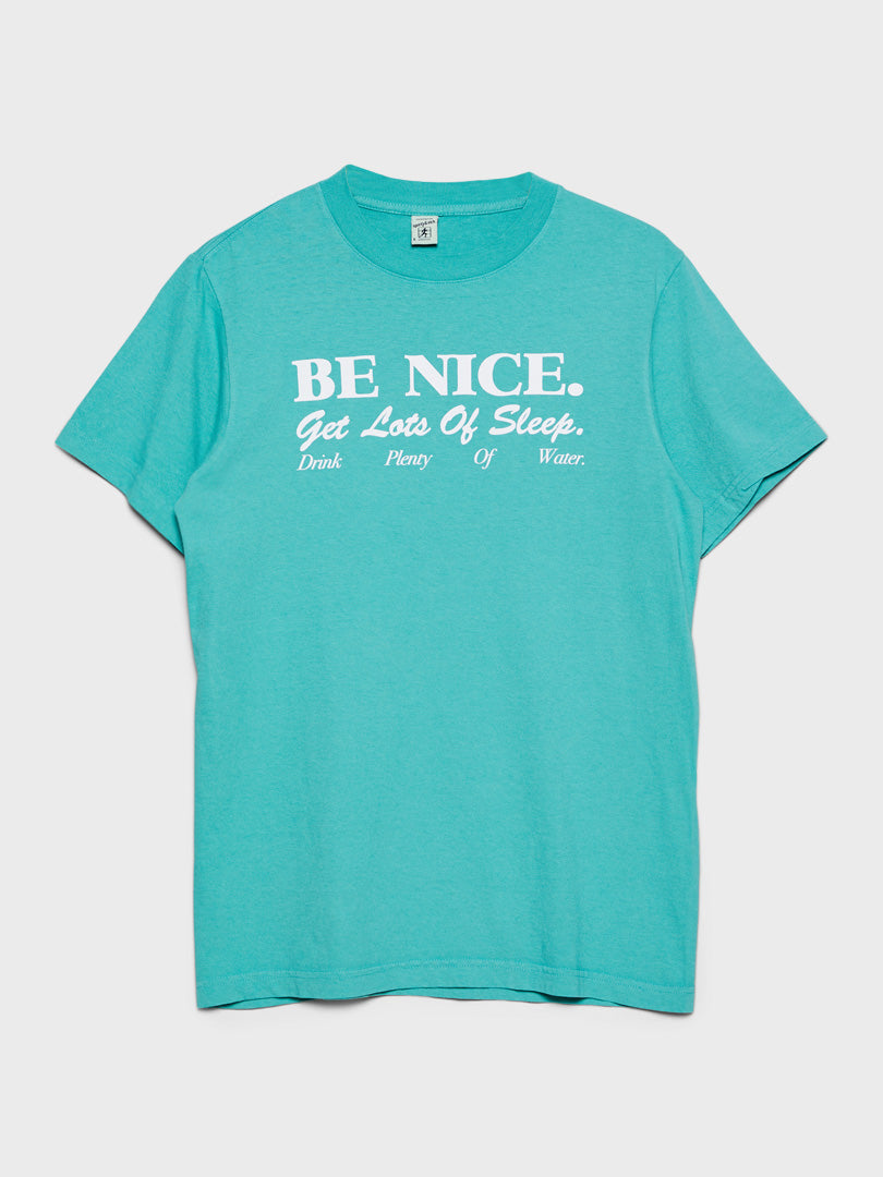 Sporty & Rich - Be Nice T-Shirt in Faded Teal and White