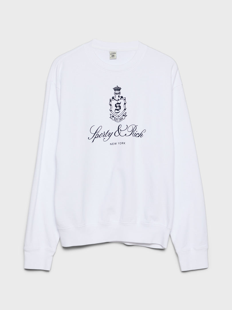 Sporty & Rich - Vendome Crewneck in White and Navy