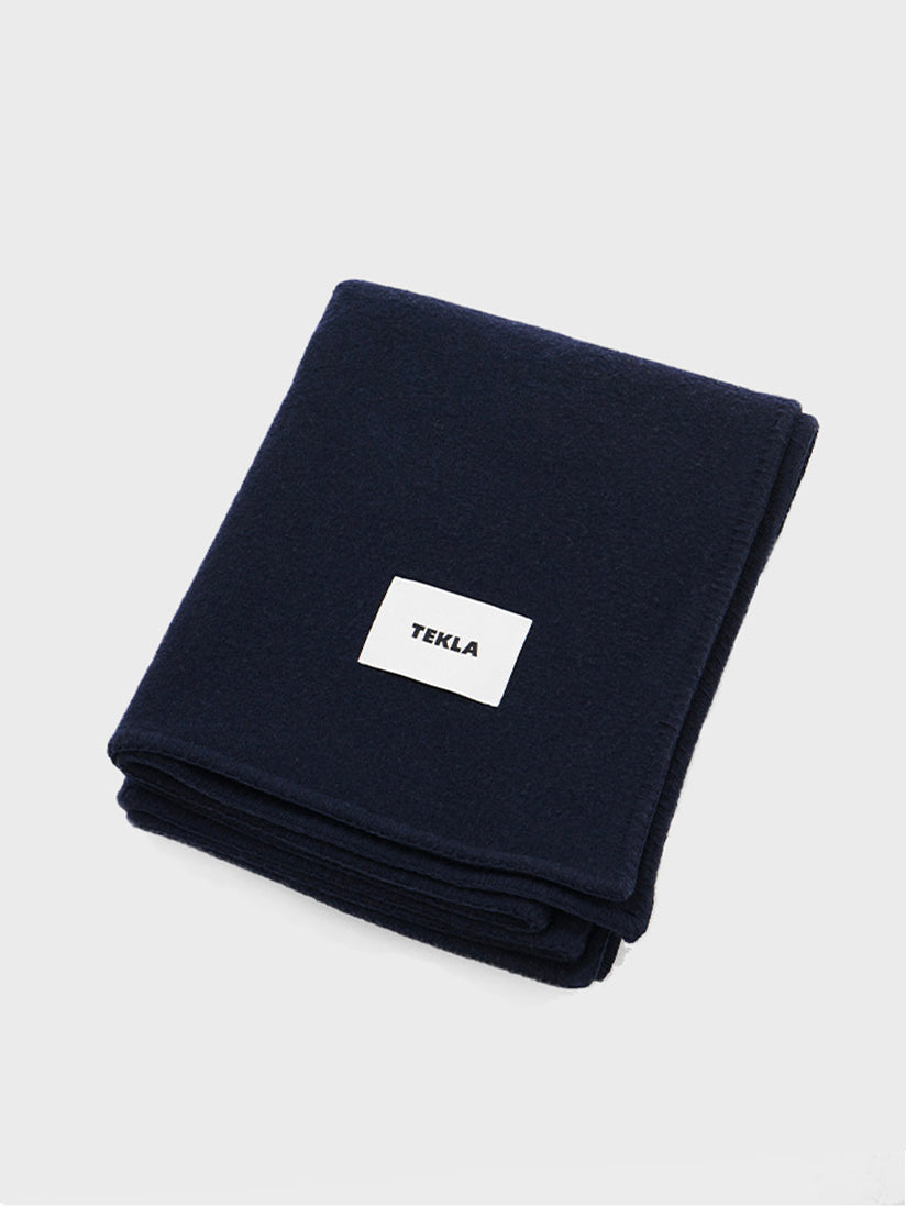 Tekla - Merino Wool Blanket in Dark Blue