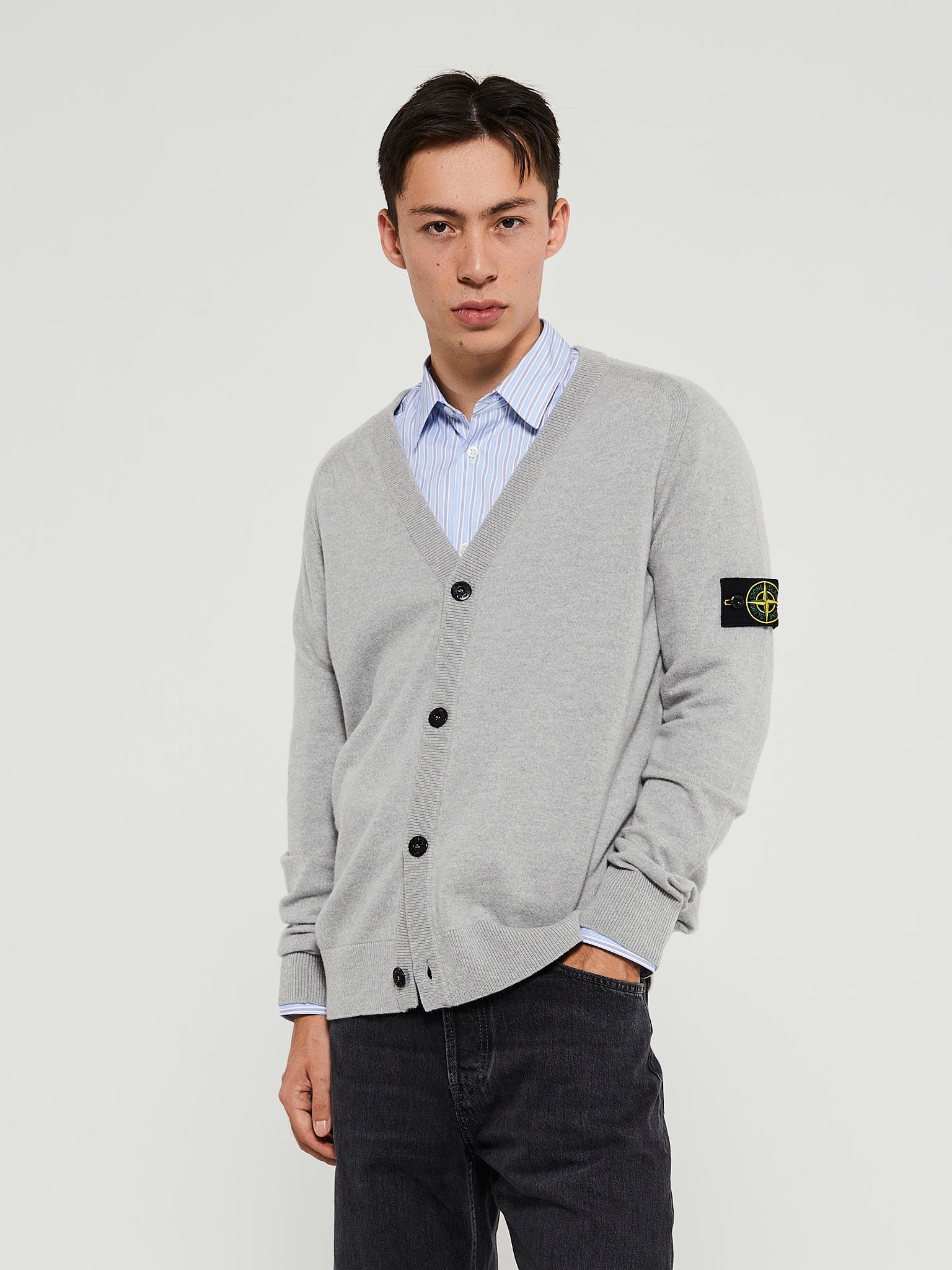 Stone Island - 523B4 Maglia RWS Cardigan in Melange Grey