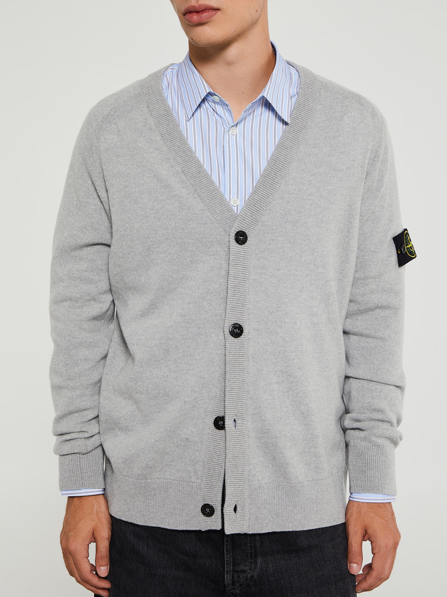 Stone Island - 523B4 Maglia RWS Cardigan in Melange Grey