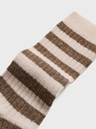 Aiayu - Striped Cashmere Socks in Mix Beige