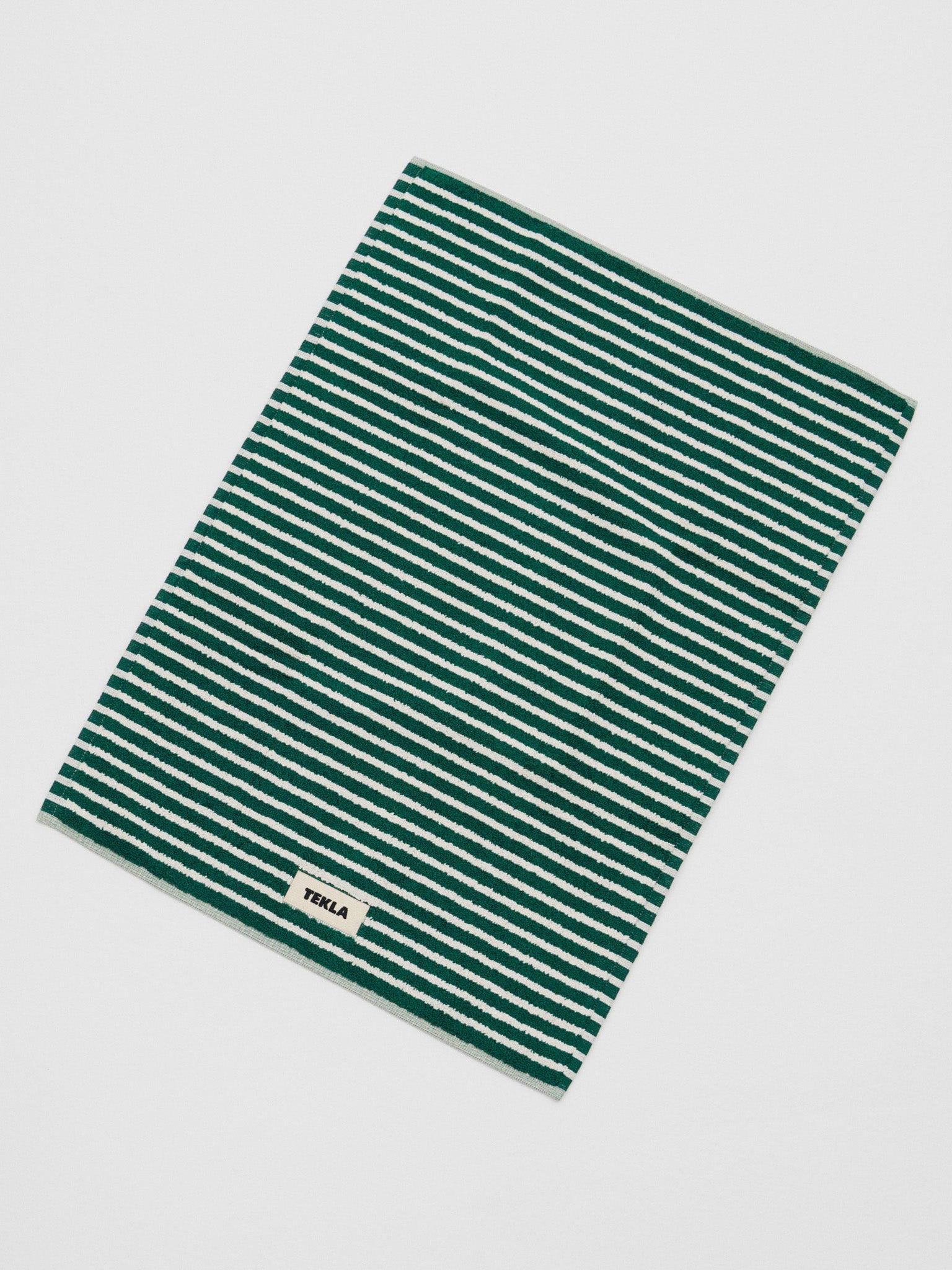 Tekla - Bath Mat in Teal Green Stripes