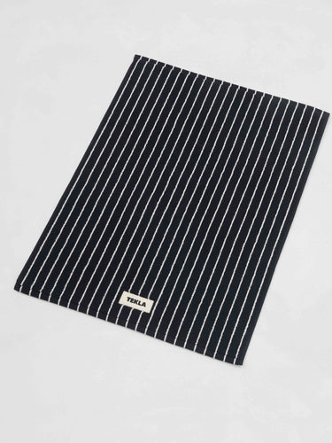 Tekla - Terry Bath Mat in Black Stripes