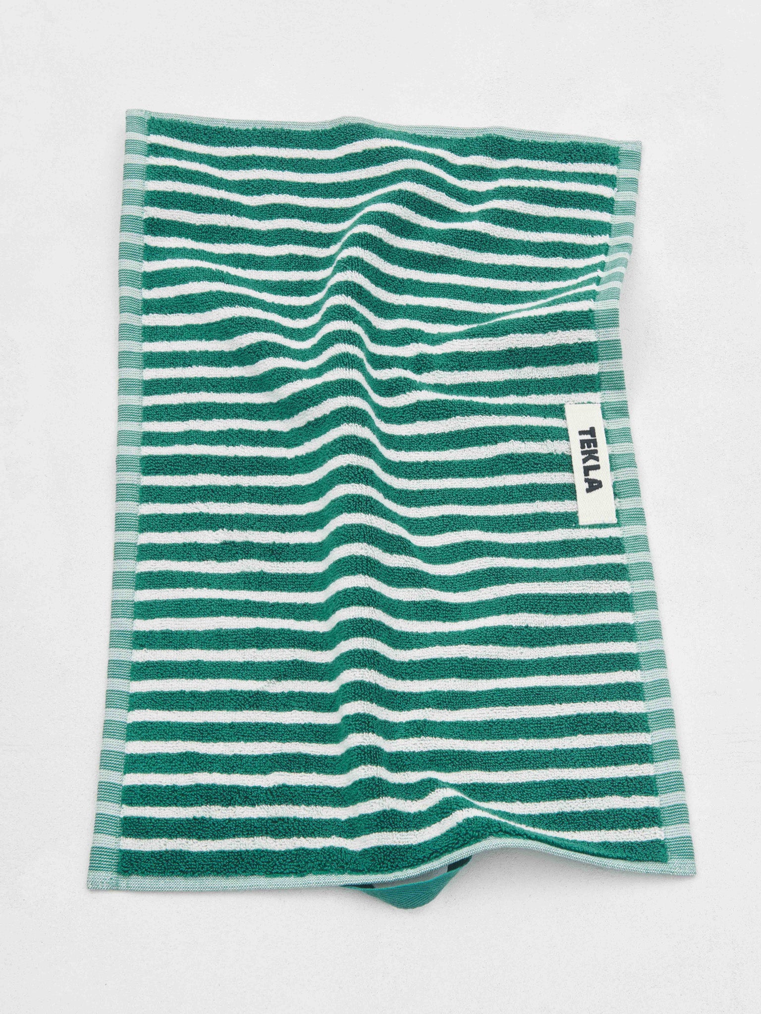 Guest Towel in Teal Green Stripes