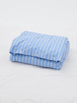 Tekla - Percale Duvet Cover in Island Blue Stripes
