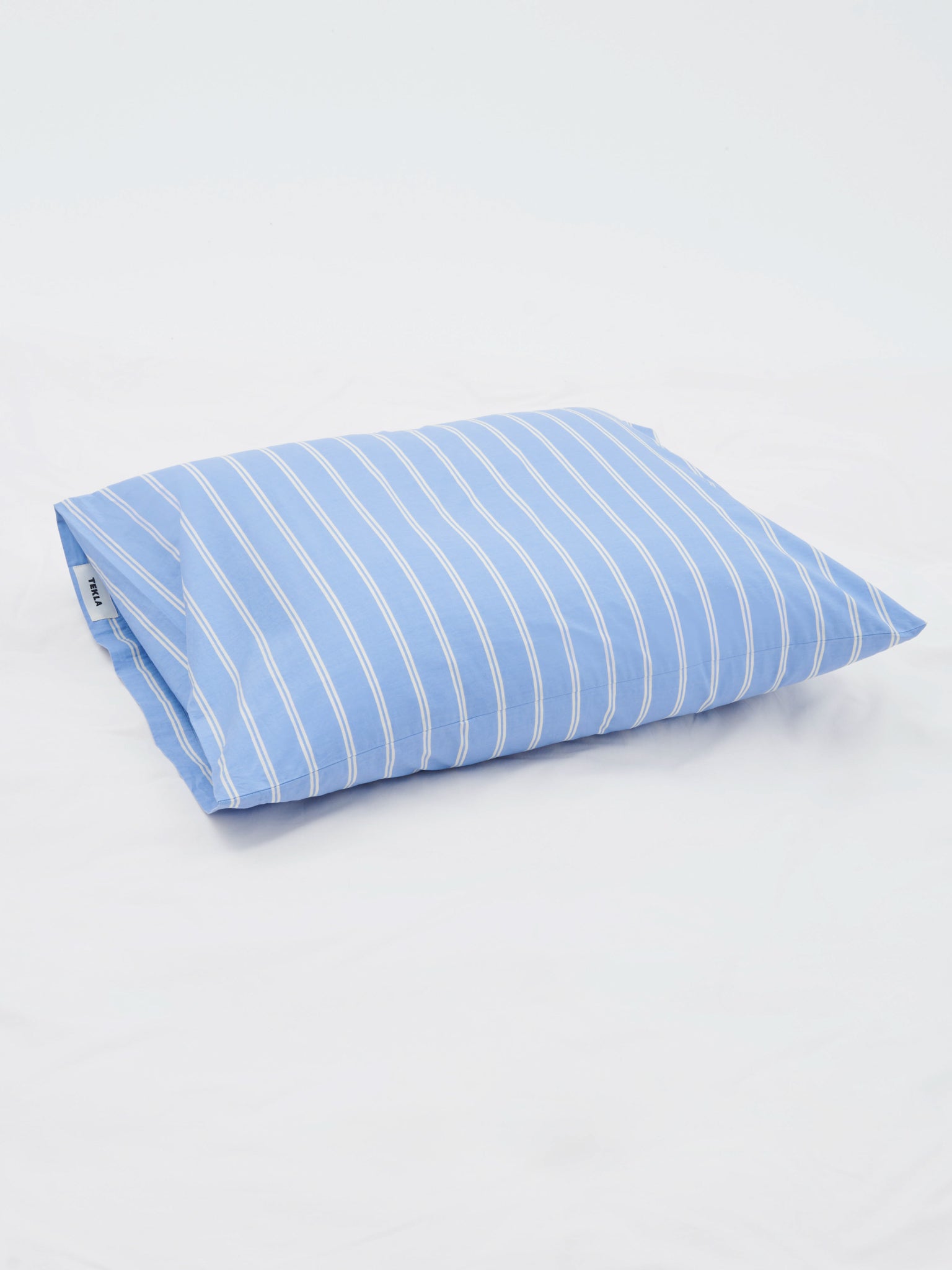 Tekla - Percale Pillow Sham in Island Blue Stripes