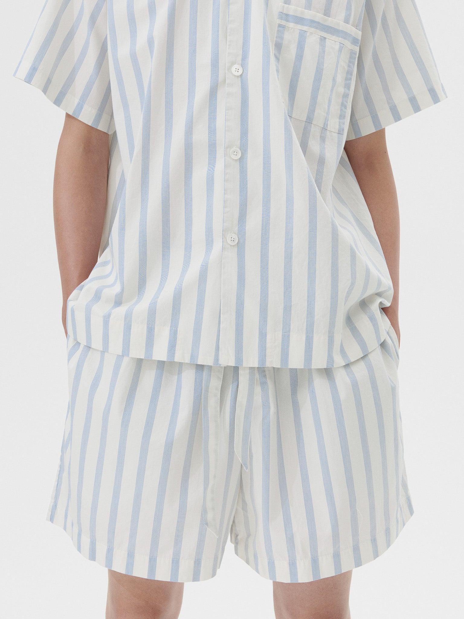 Poplin Pyjamas Shorts in Needle Stripes