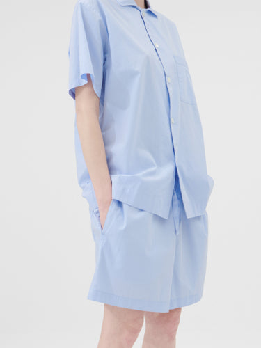 Tekla - Poplin Pyjamas Shorts in Shirt Blue