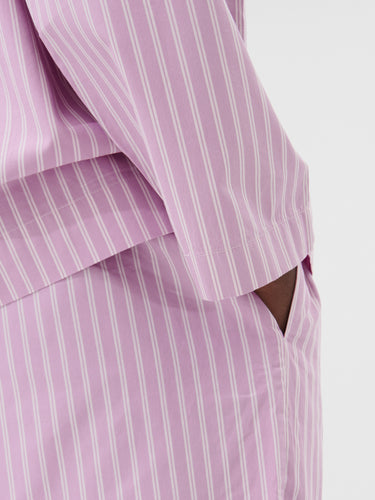 Tekla - Poplin Pyjamas Pants in Purple Pink Stripes