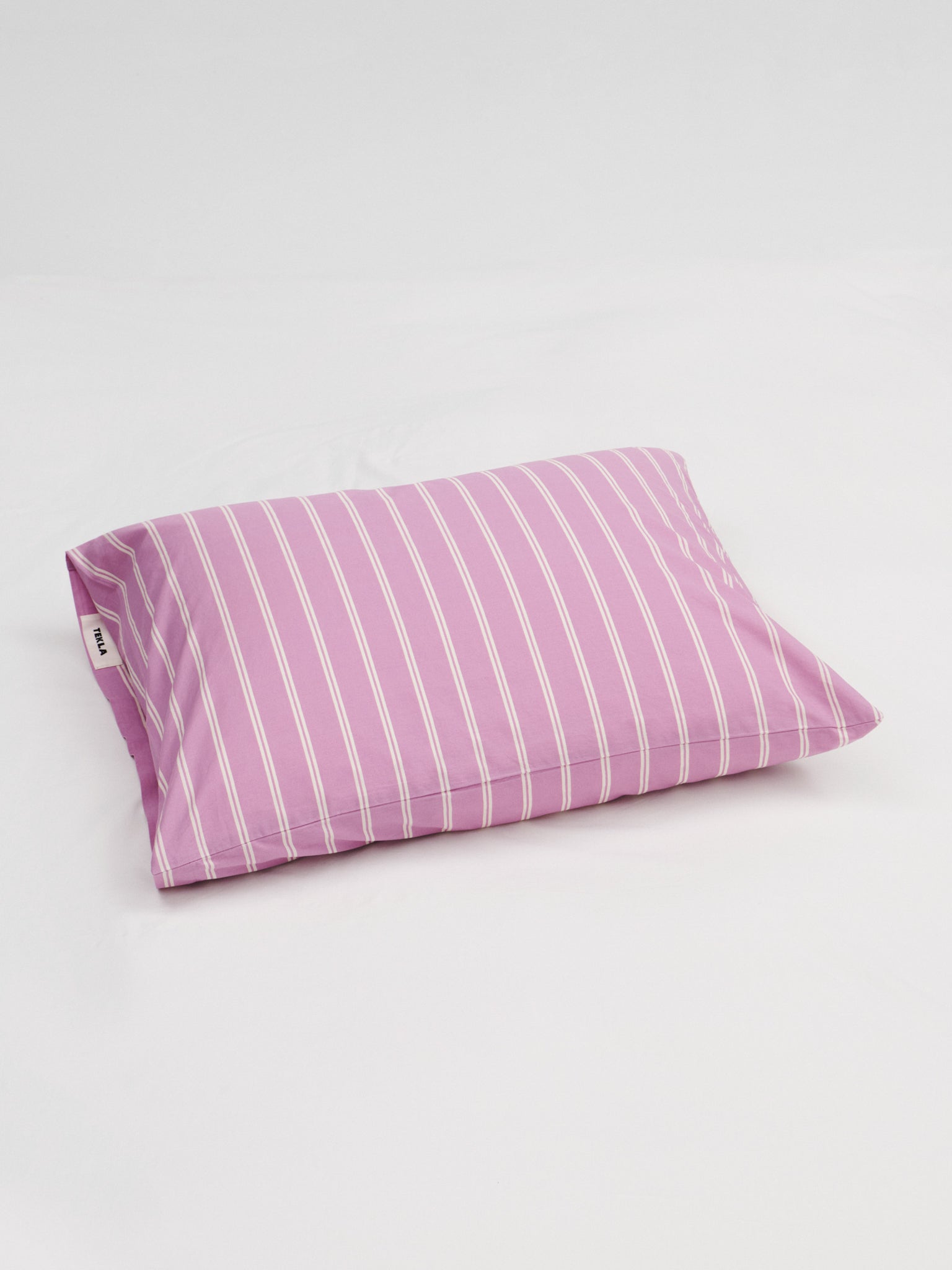 Tekla - Percale Pillow Sham in Mallow Pink Stripes