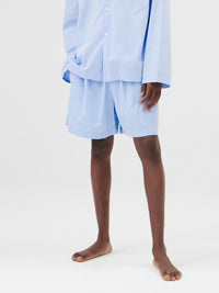 Tekla - Poplin Pyjamas Shorts in Shirt Blue