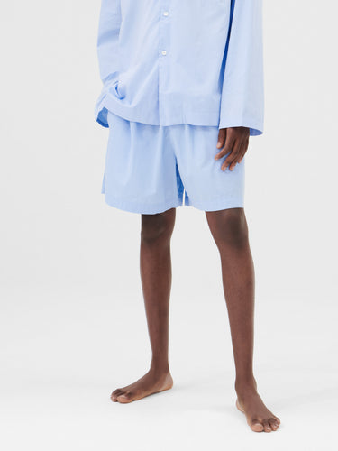 Tekla - Poplin Pyjamas Shorts in Shirt Blue