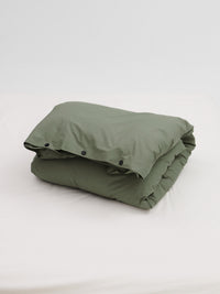 Tekla - Percale Duvet Cover in Olive Green