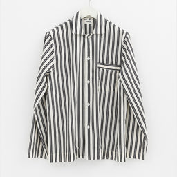 Tekla - Cotton Poplin Pyjamas Shirt in Night Stripes