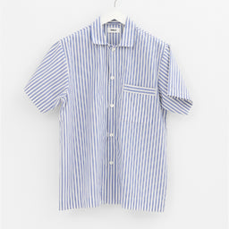 Tekla - Poplin Pyjamas Short Sleeve Shirt in Skagen Stripes