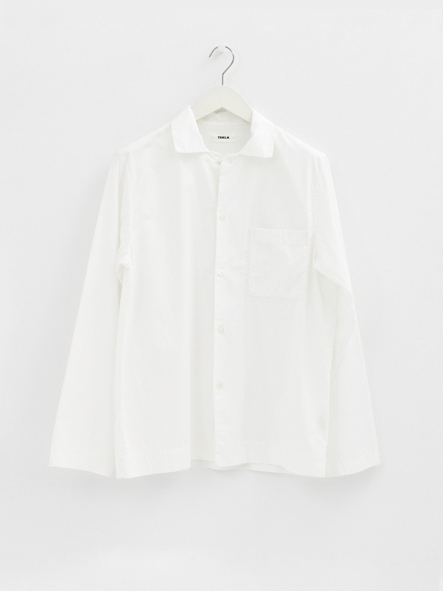 Tekla - Poplin Pyjamas Shirt in Alabaster White