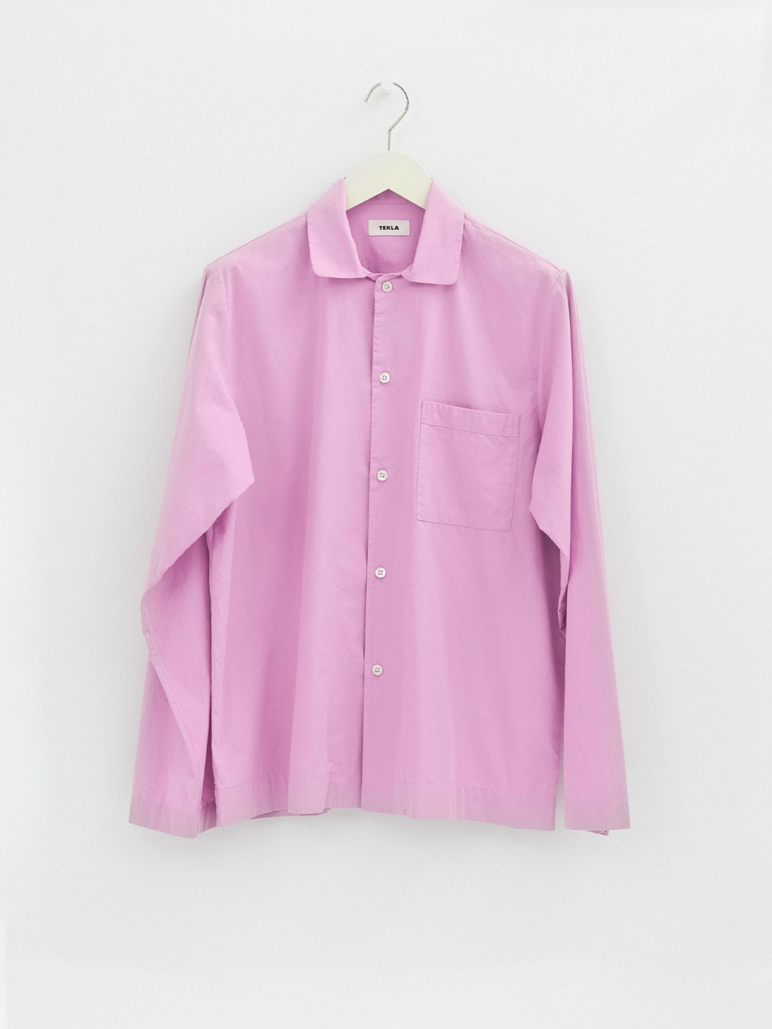 Tekla - Poplin Pyjamas Shirt in Purple Pink