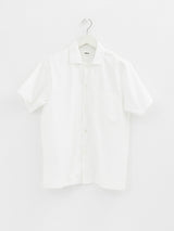 Tekla - Poplin Pyjamas Short Sleeve Shirt in Alabaster White