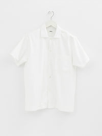 Tekla - Poplin Pyjamas Short Sleeve Shirt in Alabaster White