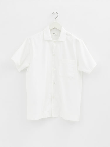 Tekla - Poplin Pyjamas Short Sleeve Shirt in Alabaster White