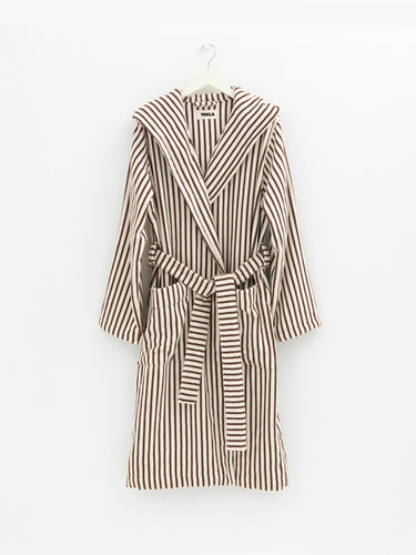 Tekla - Hooded Bathrobe in Kodiak Stripes