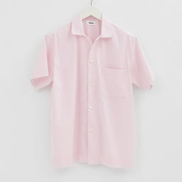 Tekla - Poplin Pyjamas Short Sleeve Shirt in Soft Pink