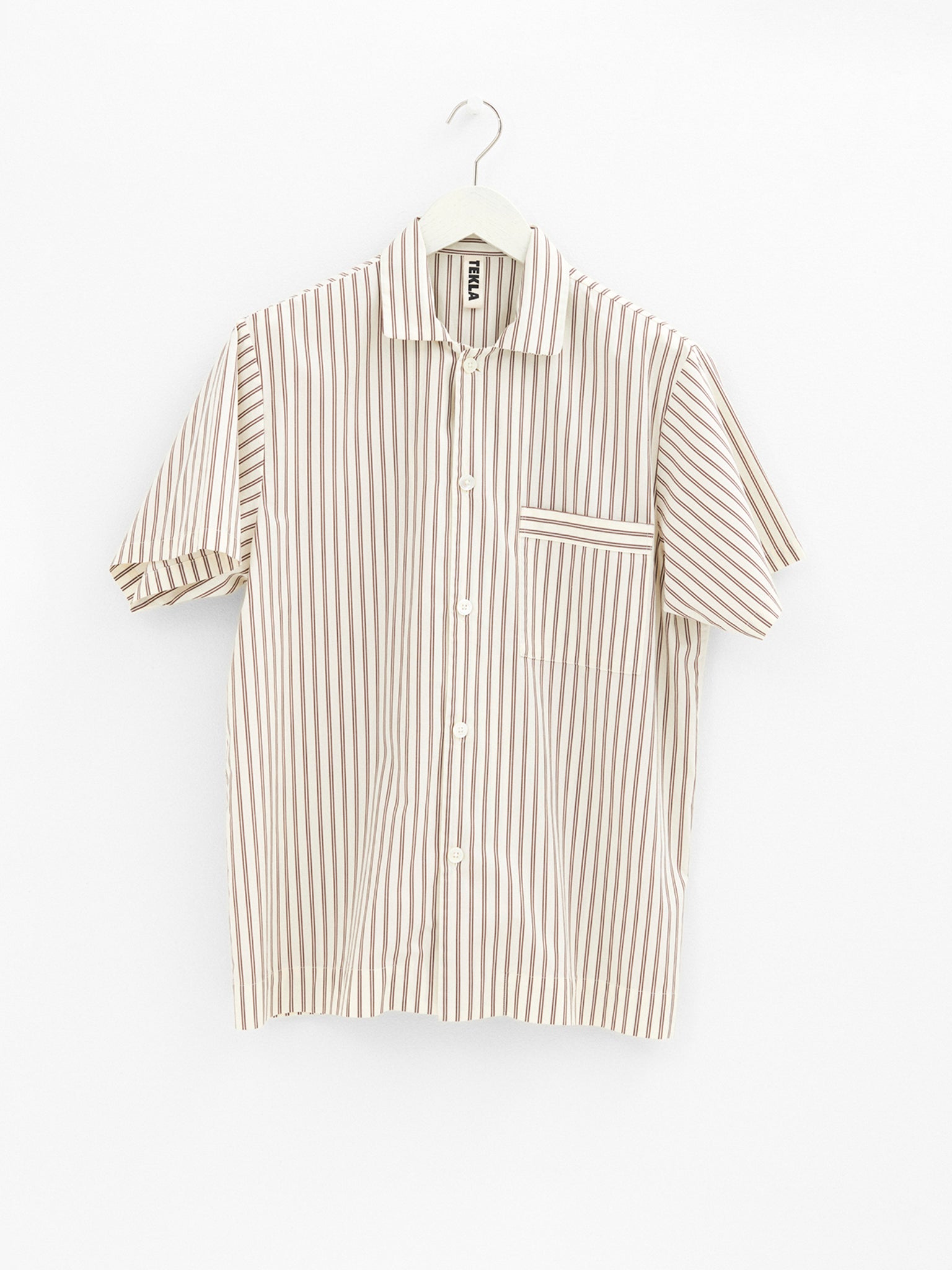 Tekla - Poplin Pyjamas Short Sleeve in Hopper Stripes